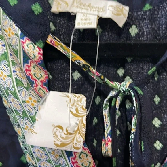 Suzanne Betro Black and Multicolor Boho Blouse - Picture 3 of 5